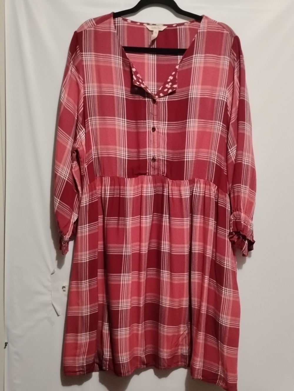 Matilda‎ Jane "You And Me" Red Brushed Plaid Button-Front Baby Doll Dress